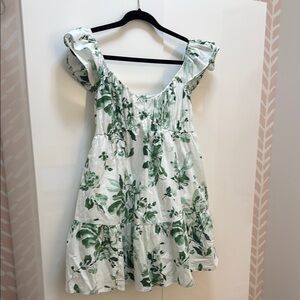 Abercrombie Floral Green and White Dress